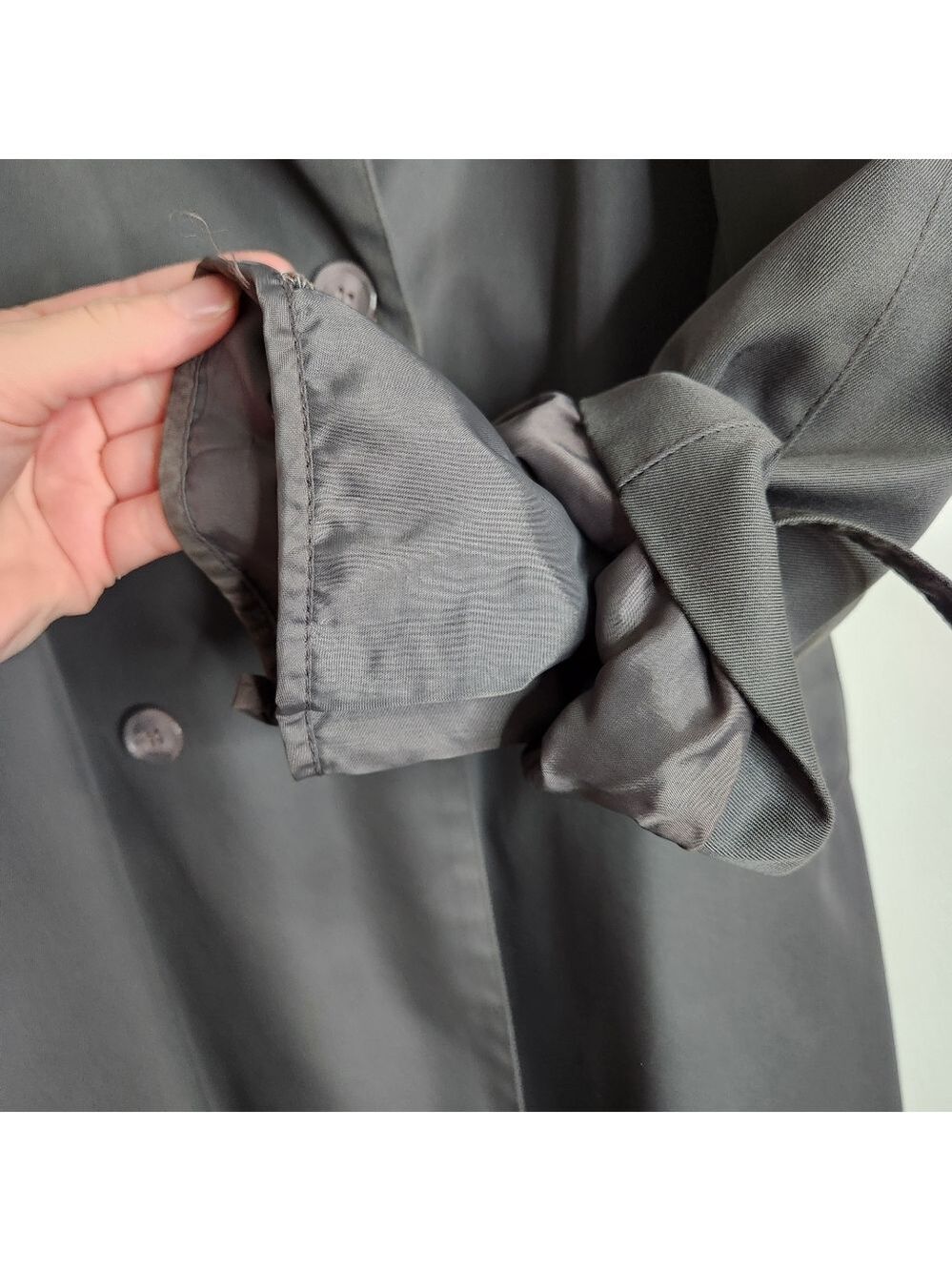 Vintage Hudson Bay Dark Grey Removable Liner Trenchcoat Size 12 - Picture 5 of 16